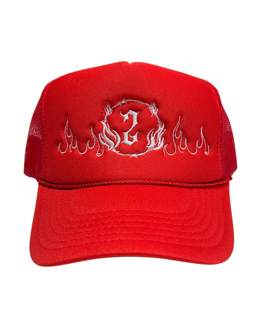 Red 2 Flame Trucker Hat